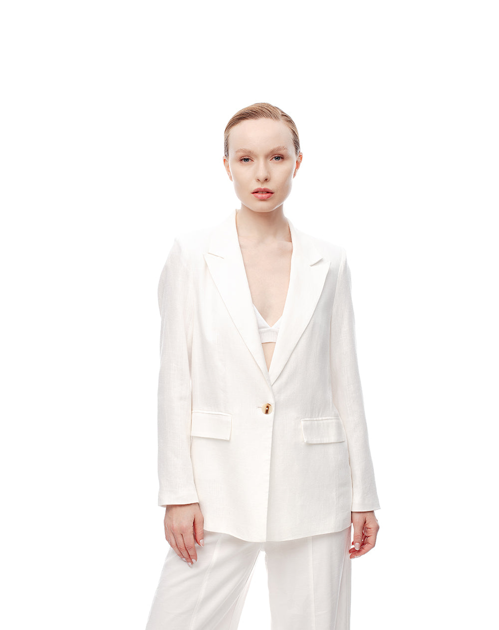 Chaqueta regular fit sin capucha blanca