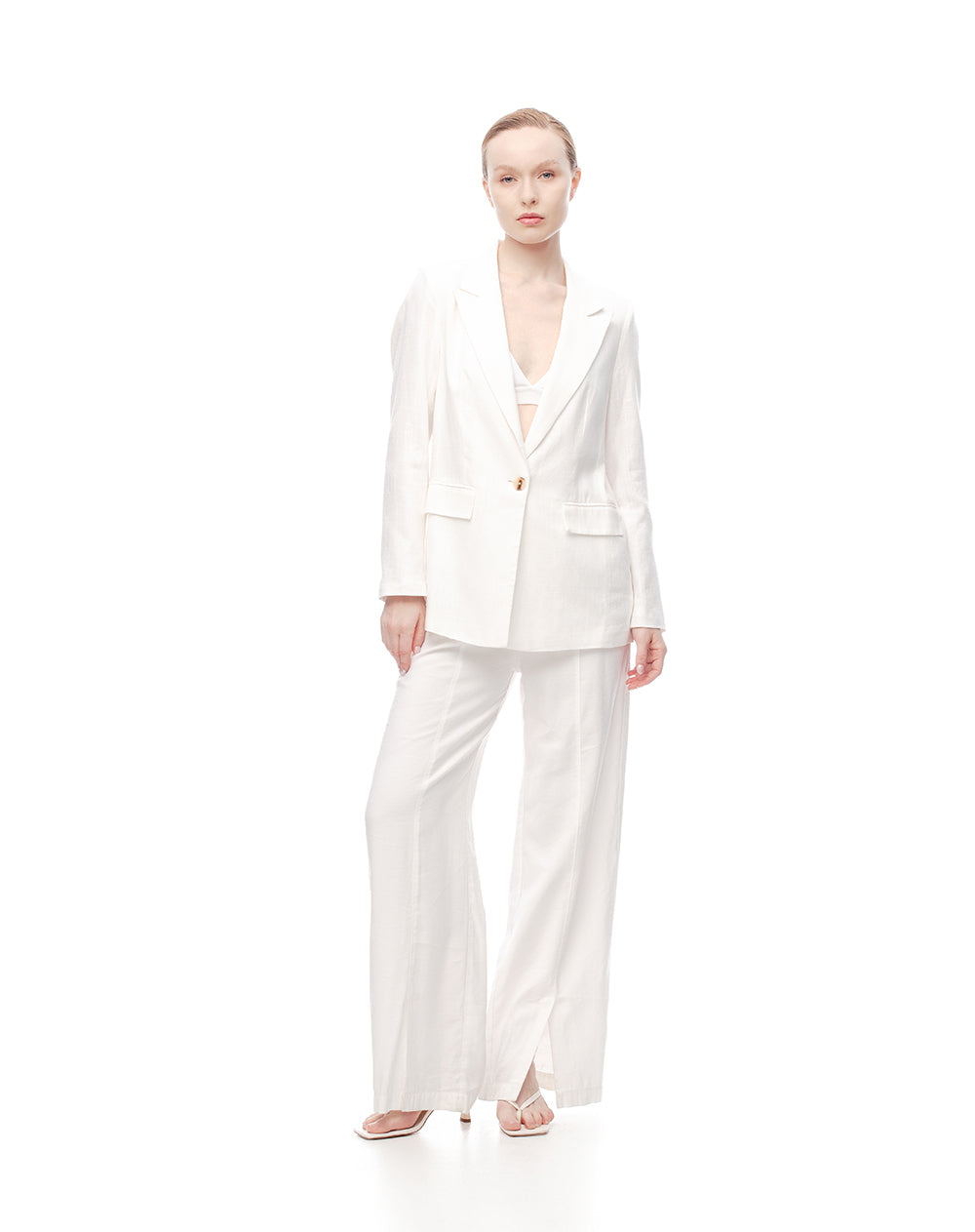 Blazer lino blanco mujer