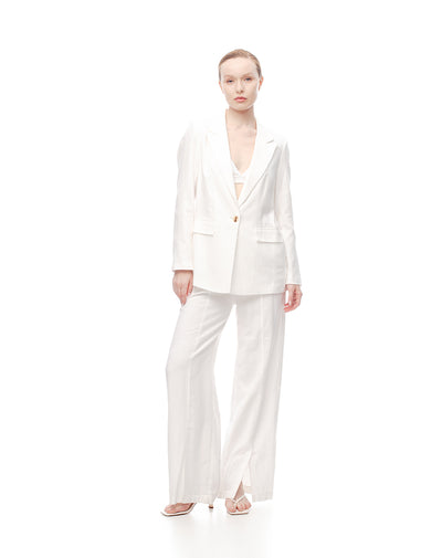 Blazer lino blanco mujer