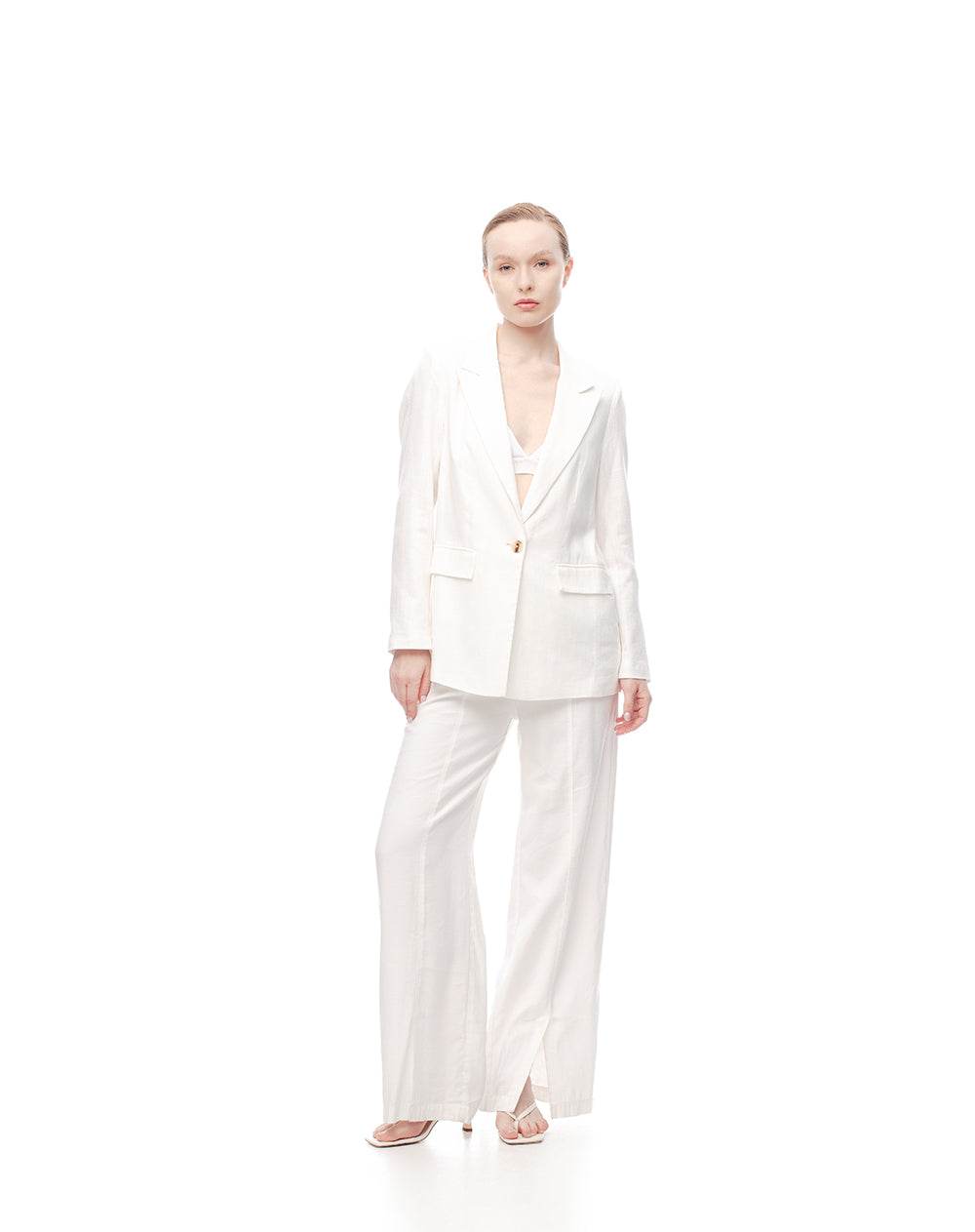 Chaqueta regular fit sin capucha blanca