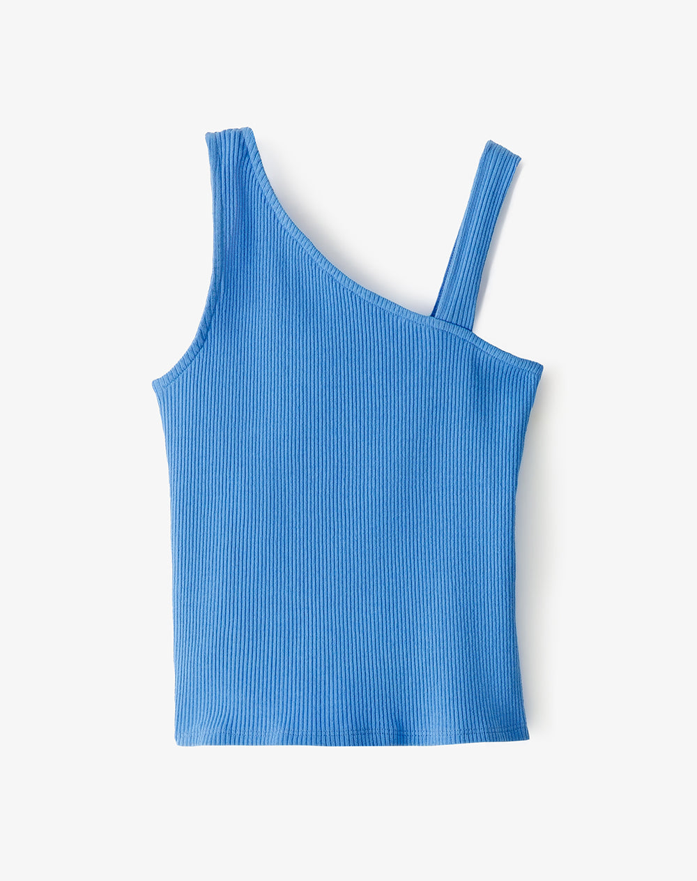 Camiseta asimétrica slim rib algodón azul niña