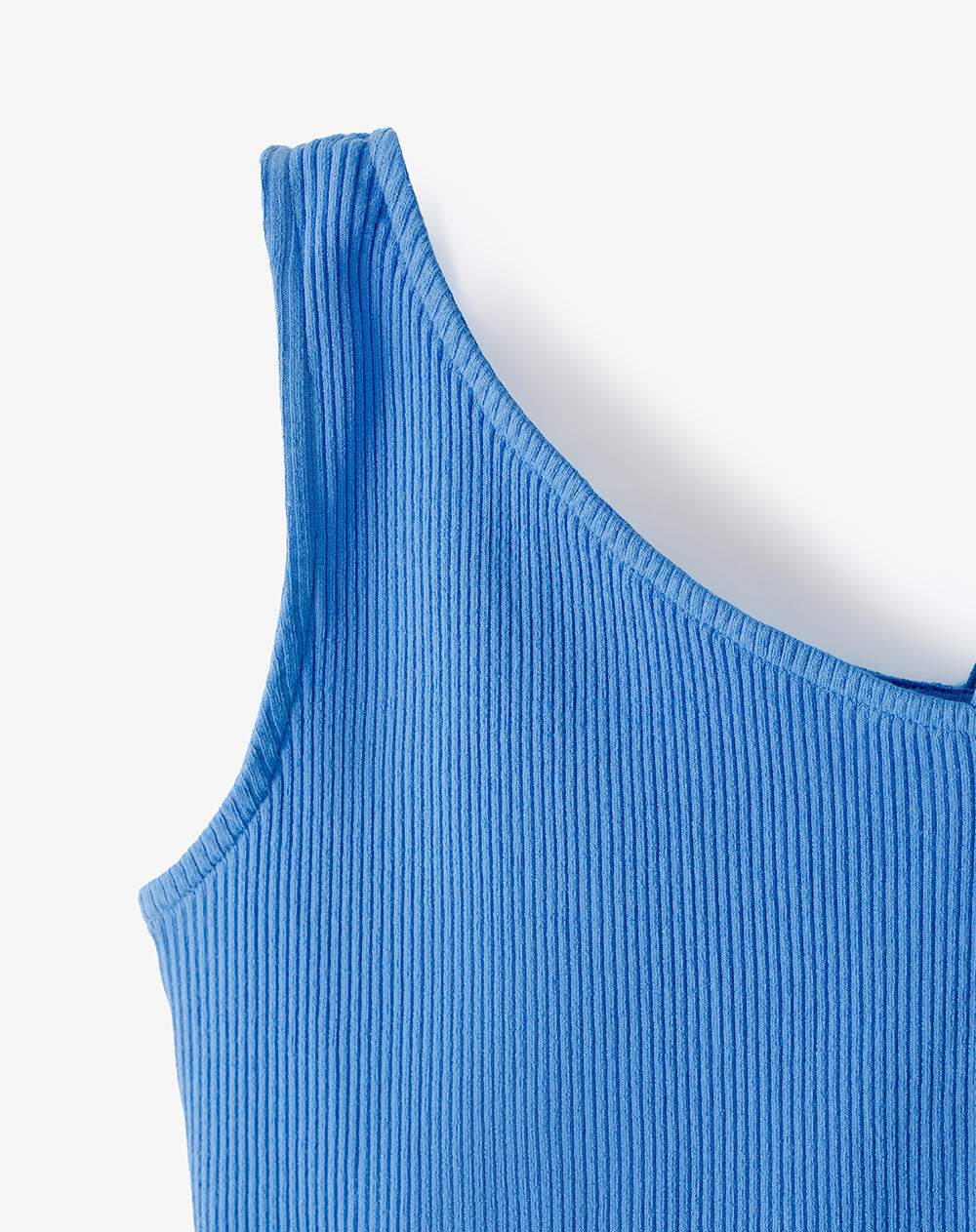 Camiseta asimétrica slim rib algodón azul niña