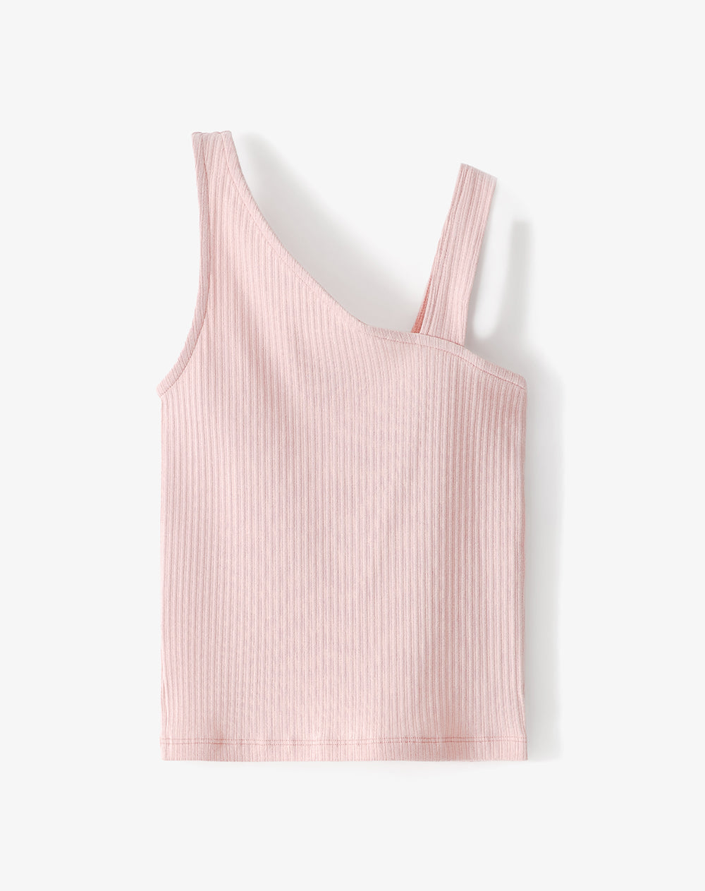 Camiseta asimétrica slim rib algodón rosada niña