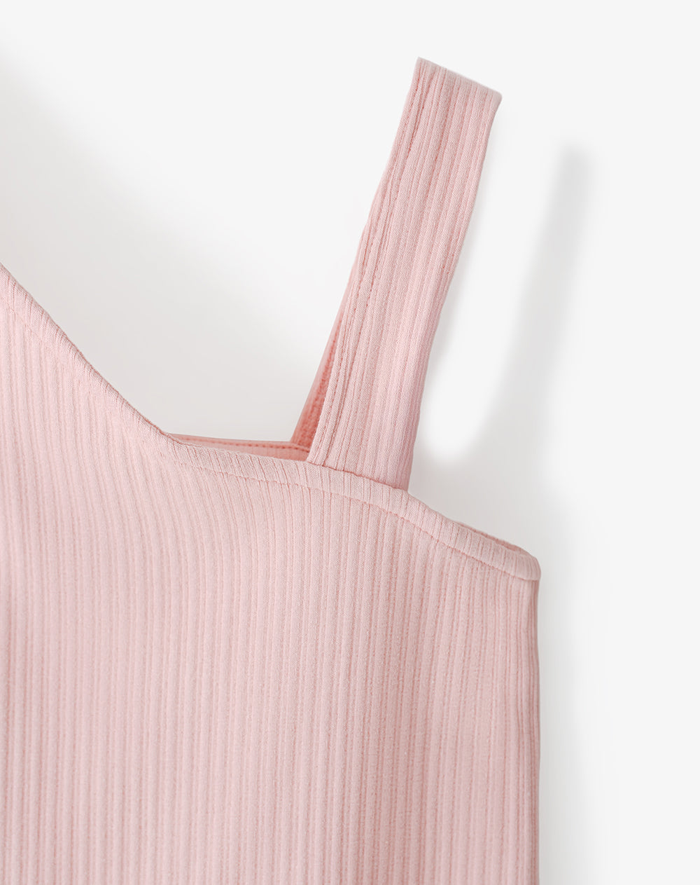 Camiseta asimétrica slim rib algodón rosada niña