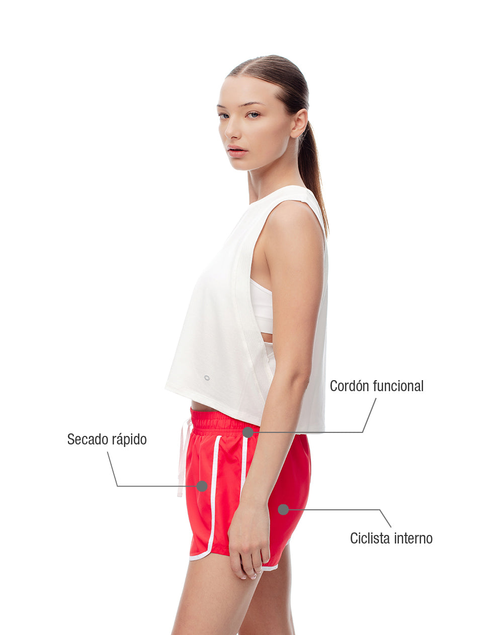 Short deportivo ciclista interno rojo mujer