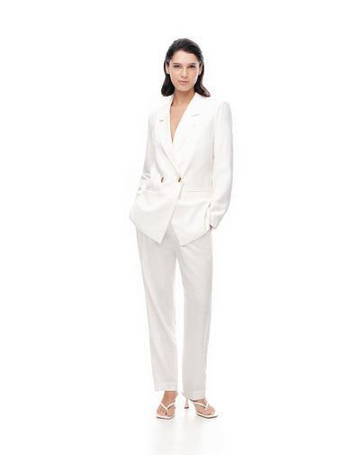 Pantalón regular fit tiro alto blanco