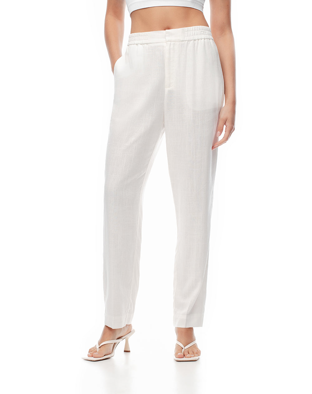 Pantalón regular fit tiro alto blanco