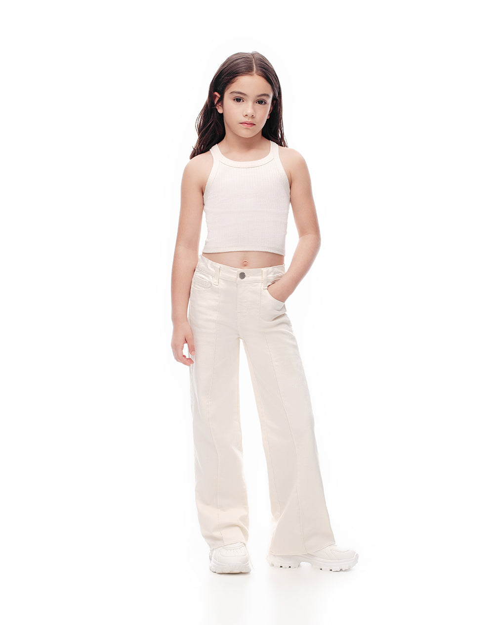 Camiseta cropped fit crema