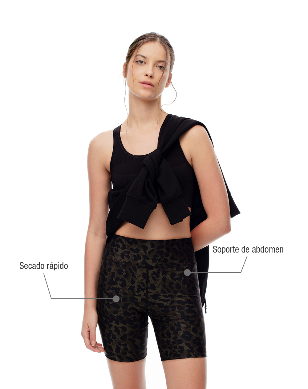 Biker deportivo soporte abdomen estampado mujer