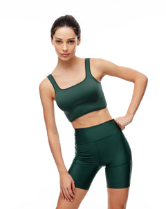 Biker deportivo soporte abdomen verde mujer
