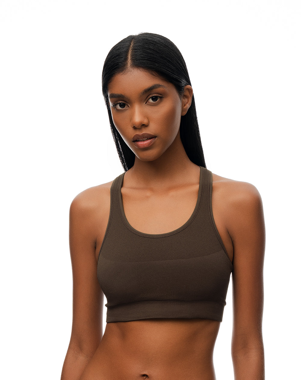 Top deportivo soporte alto seamless chocolate