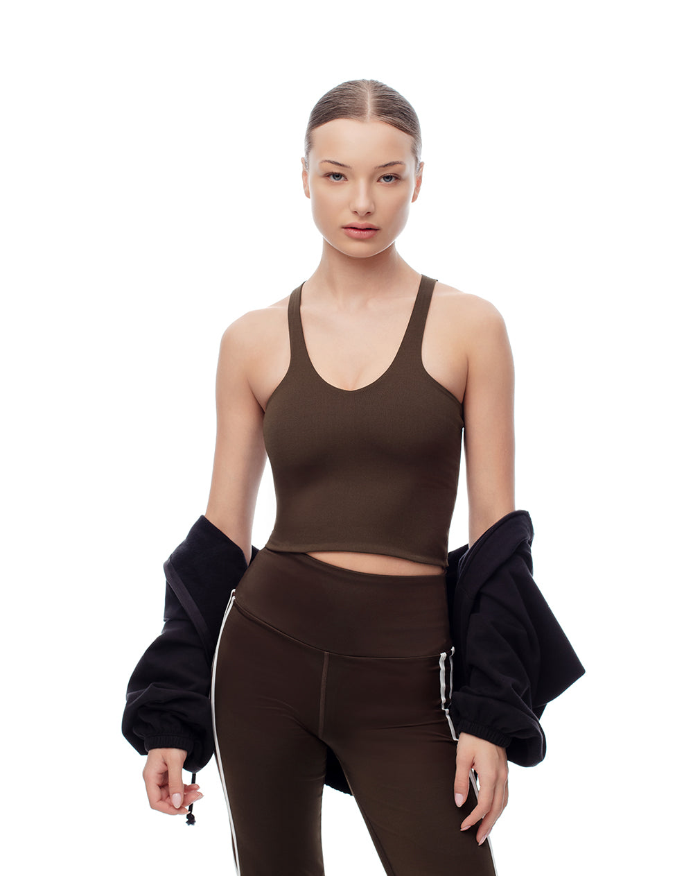 Top deportivo soporte alto seamless chocolate