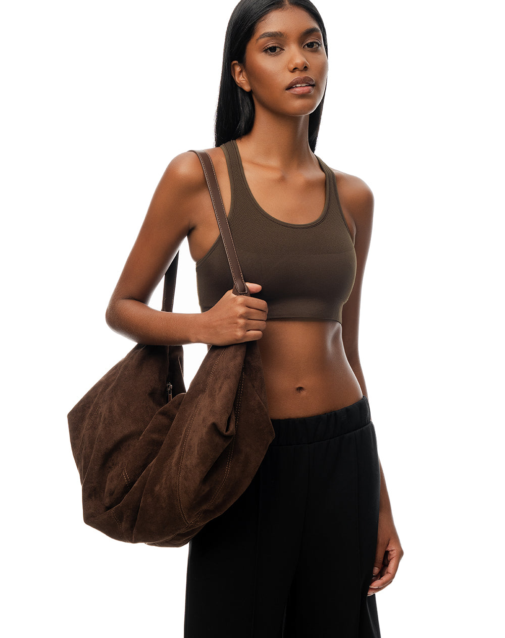 Top deportivo soporte alto seamless chocolate