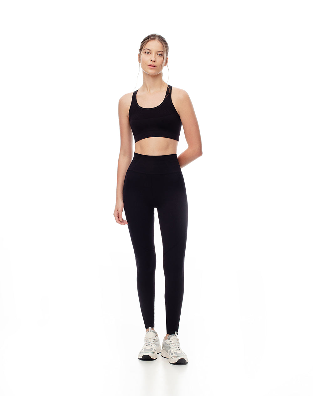 Top deportivo soporte alto seamless negro