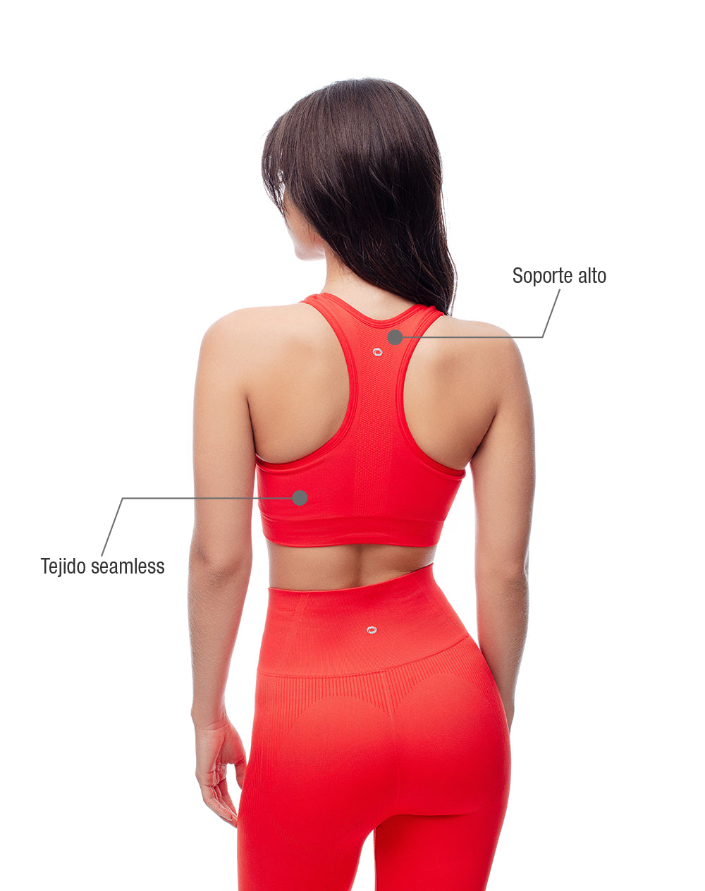 Top deportivo soporte alto seamless rojo mujer