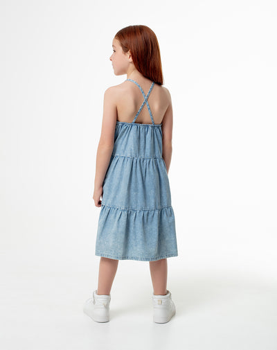 Vestido d im bloques índigo claro niña