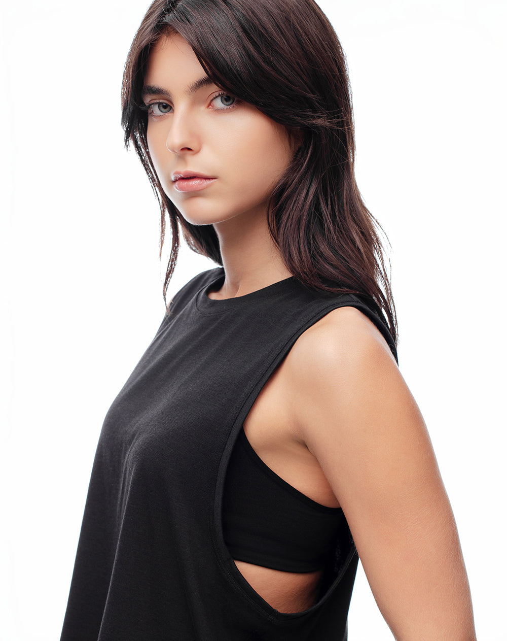 Camiseta esqueleto deportiva negra mujer