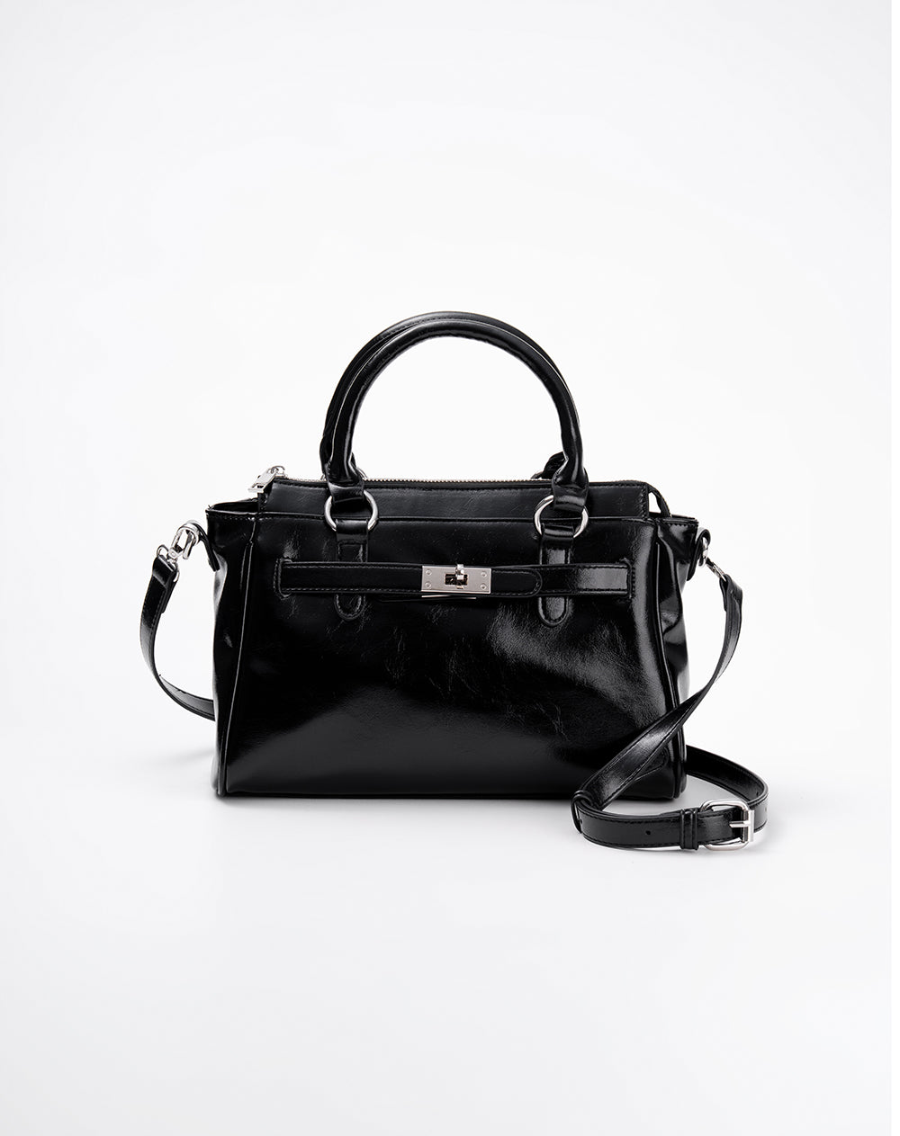 Bolso satchel negro mujer