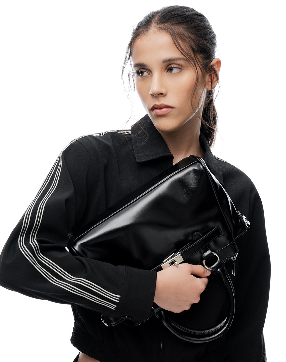 Bolso satchel negro mujer