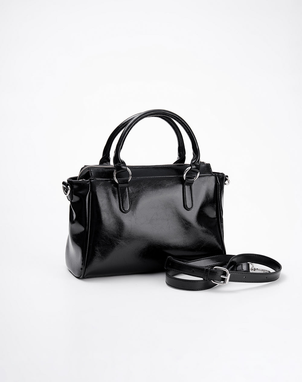 Bolso satchel negro mujer