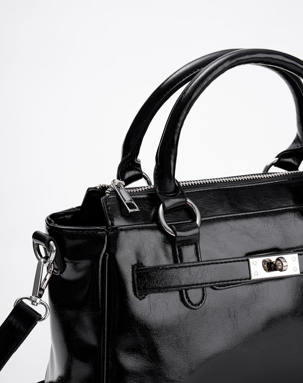 Bolso satchel negro mujer