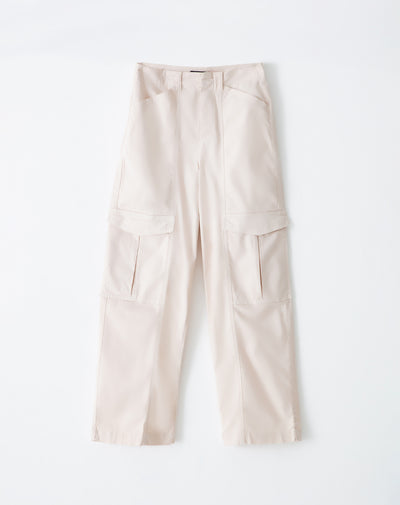 Pantalón cargo tiro medio algodón bolsillos frontales arena para mujer