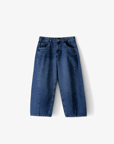 Jean baggy tiro medio indigo mujer