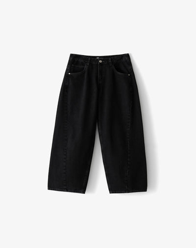 Jean baggy tiro medio negro mujer