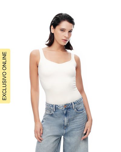 Camiseta fitted fit tiras blanca