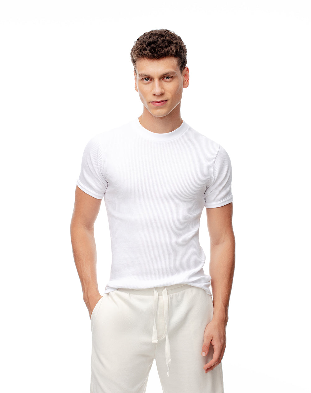 Camiseta slim fit manga corta blanca