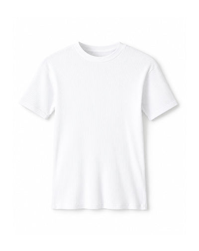 Camiseta slim rib algodón blanca hombre
