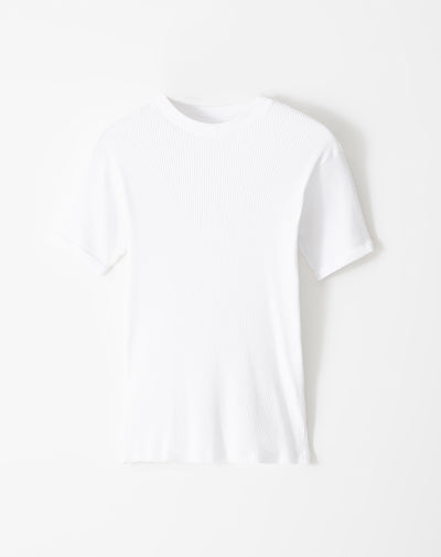 Camiseta slim rib algodón blanca hombre