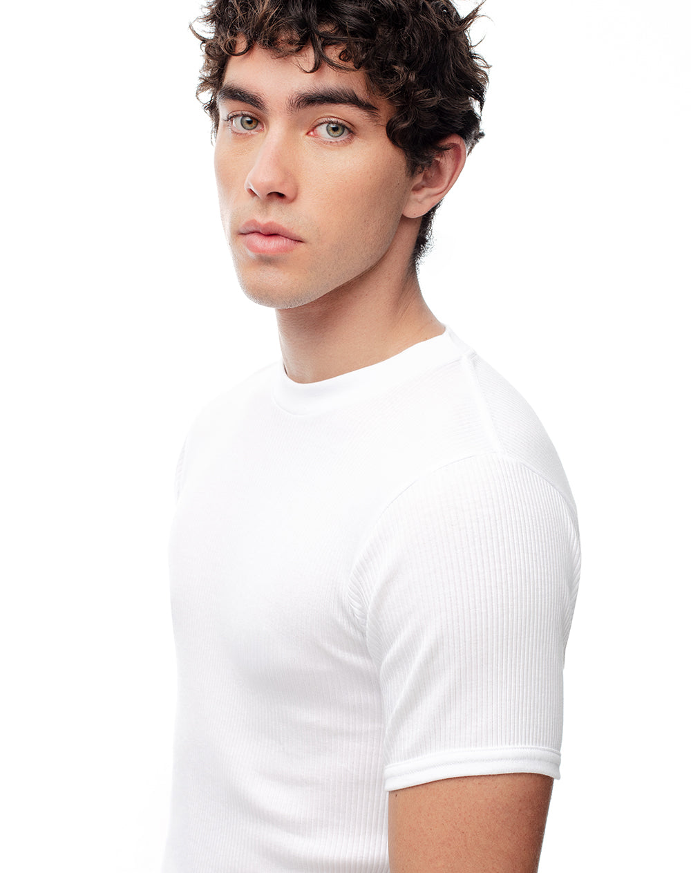 Camiseta slim algodón x2unds blanca hombre