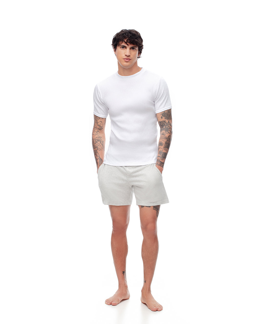 Camiseta slim algodón x2unds blanca hombre