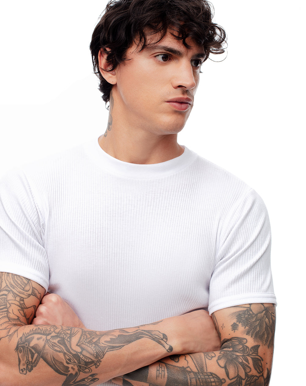 Camiseta slim algodón x2unds blanca hombre