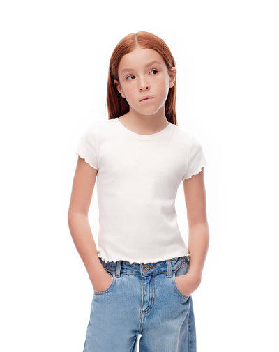 Camiseta slim fit manga corta blanca