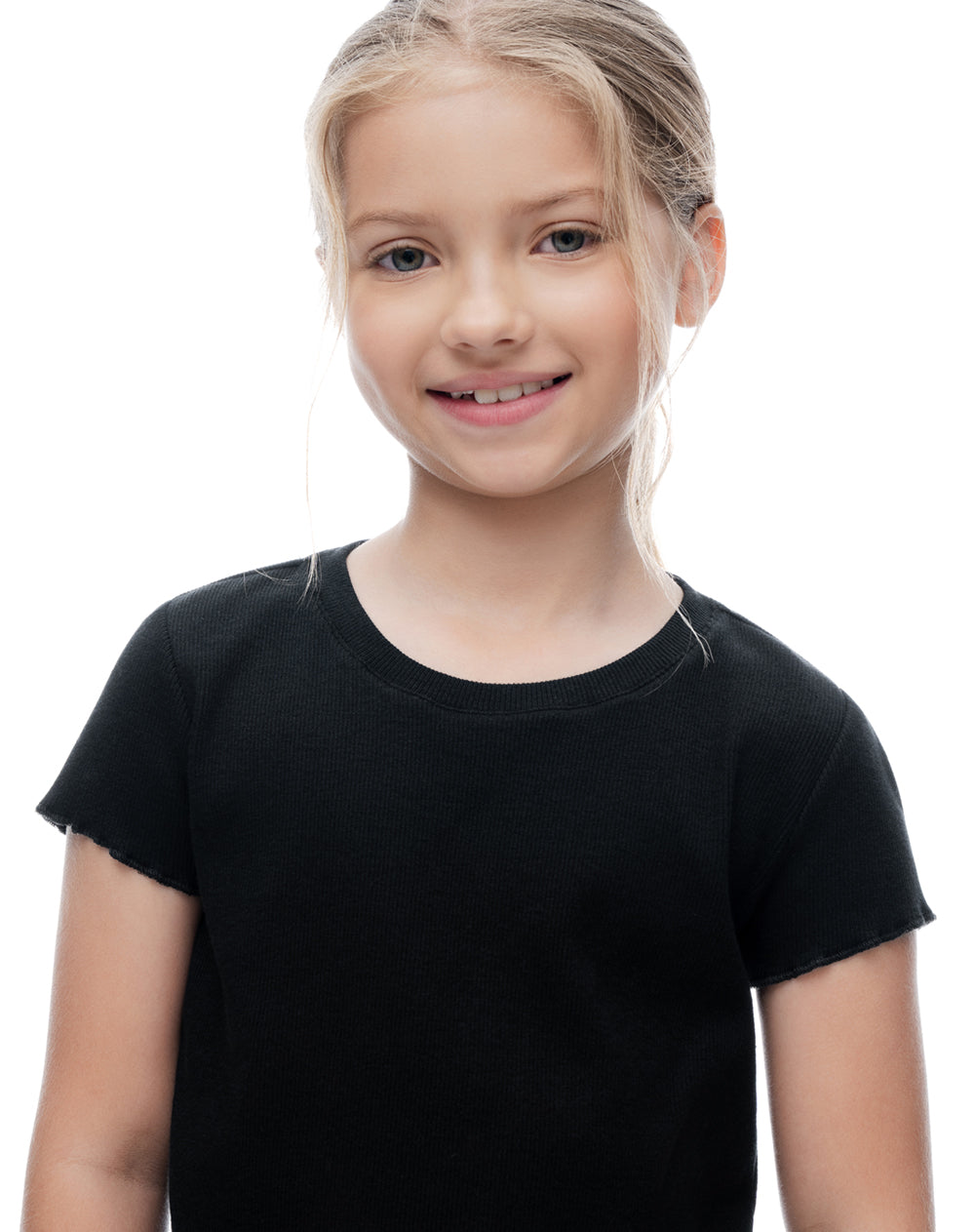 Camiseta slim manga corta negra niña