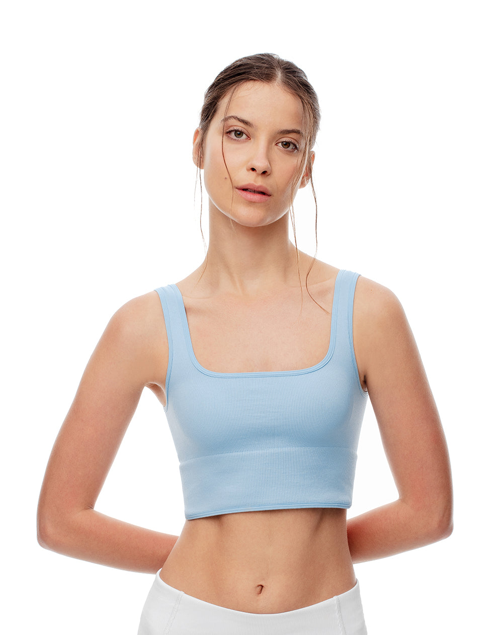 Top deportivo soporte medio seamless azul