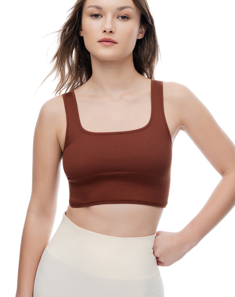 Top deportivo soporte medio seamless uso 2 en 1 café mujer