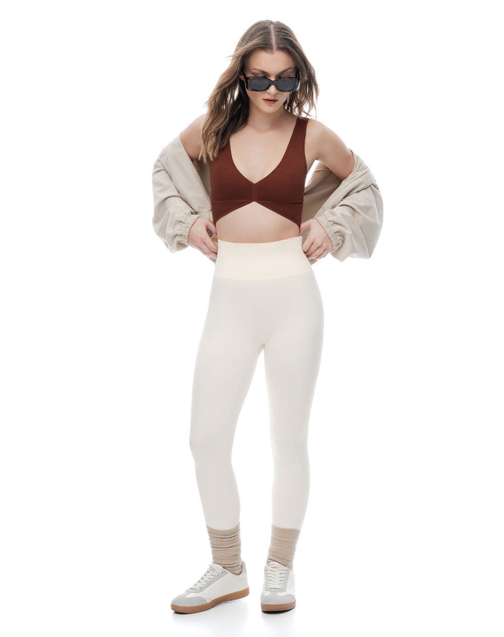 Top deportivo soporte medio seamless uso 2 en 1 café mujer