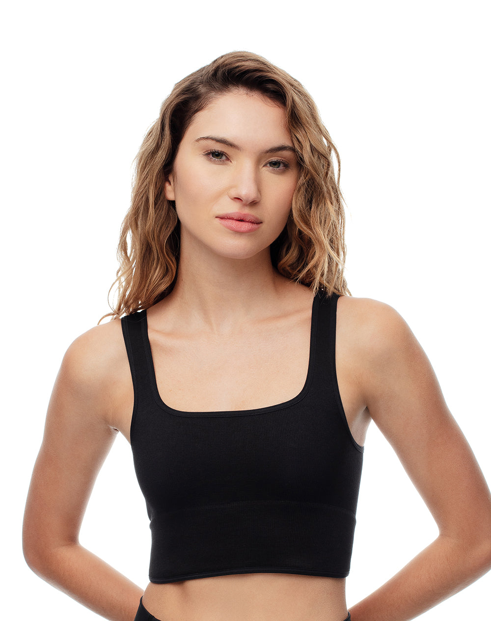 Top deportivo soporte medio seamless negro