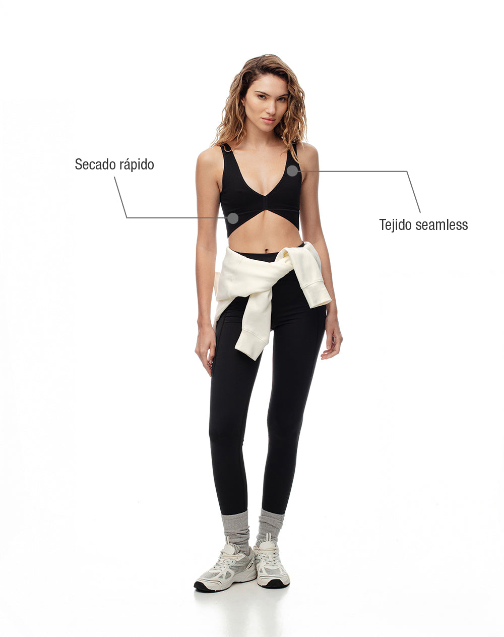 Top deportivo soporte medio seamless negro