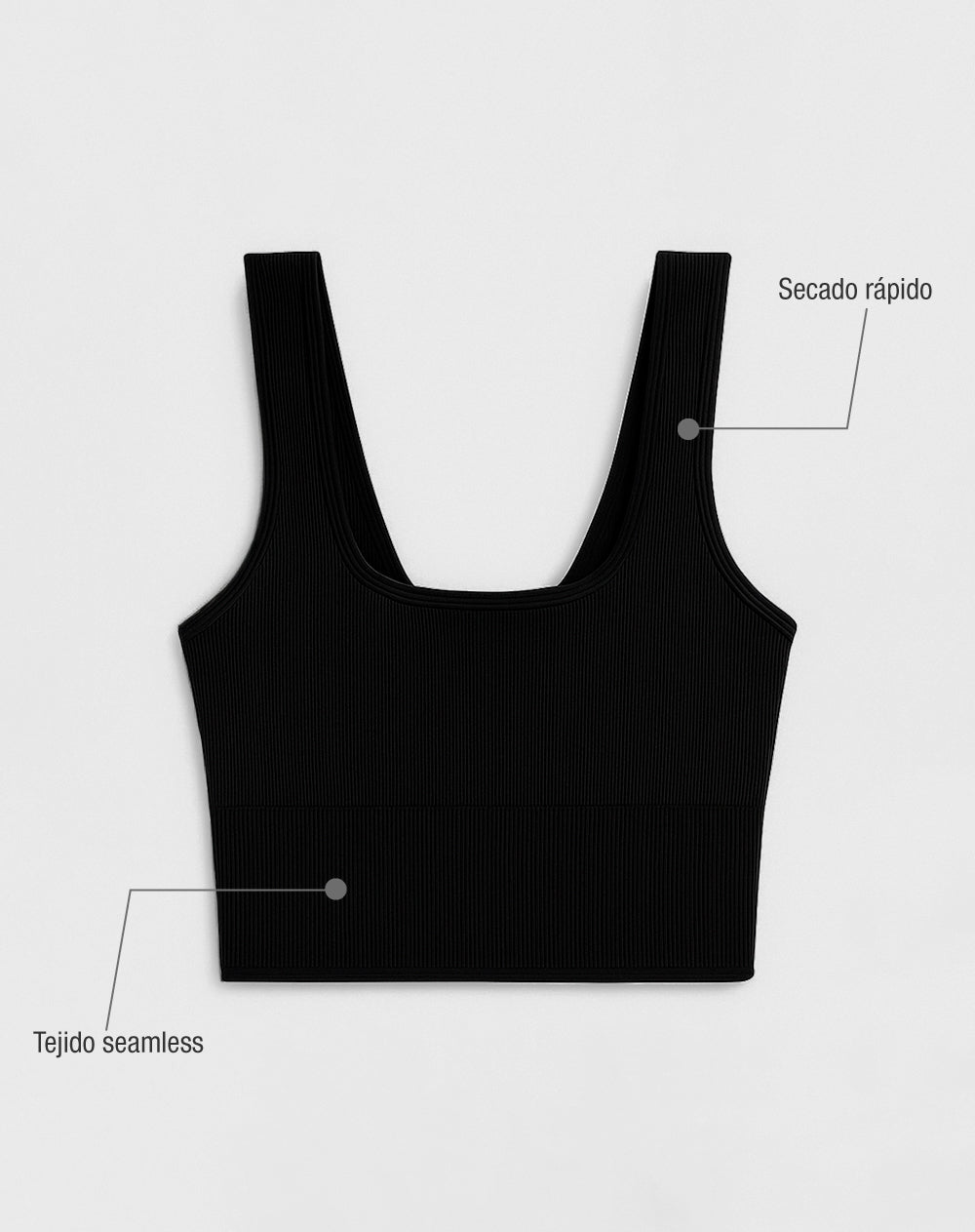 Top deportivo soporte medio seamless uso 2 1 negro mujer
