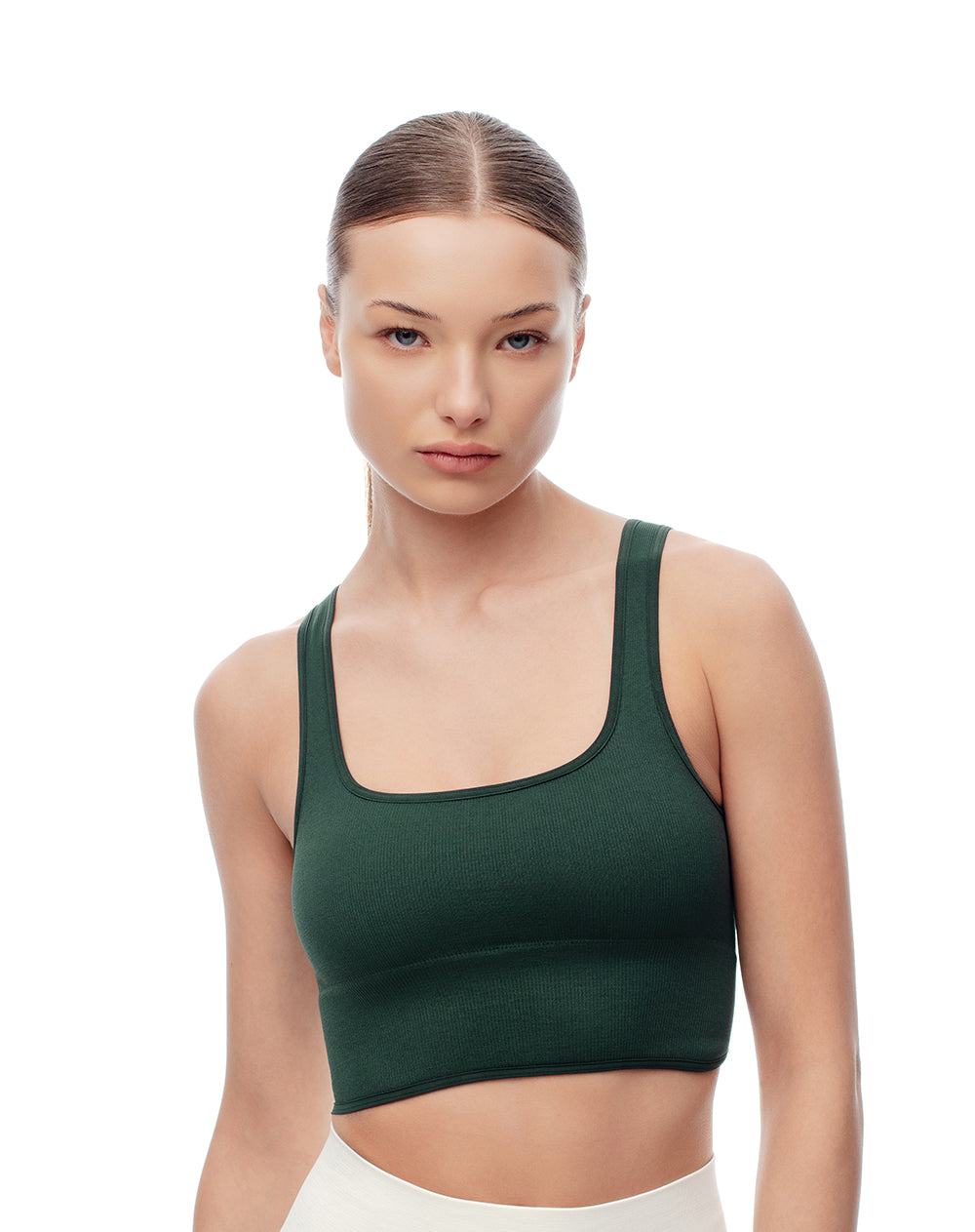 Top deportivo soporte medio seamless verde