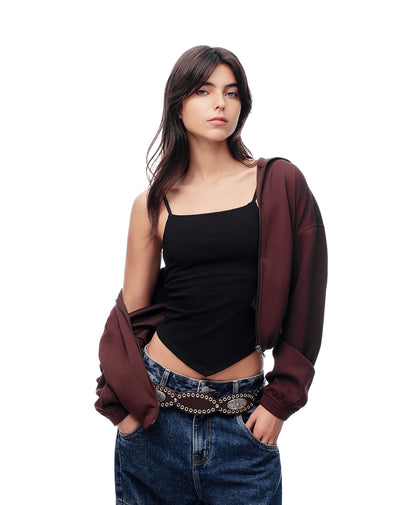 Camiseta slim fit tiras negra