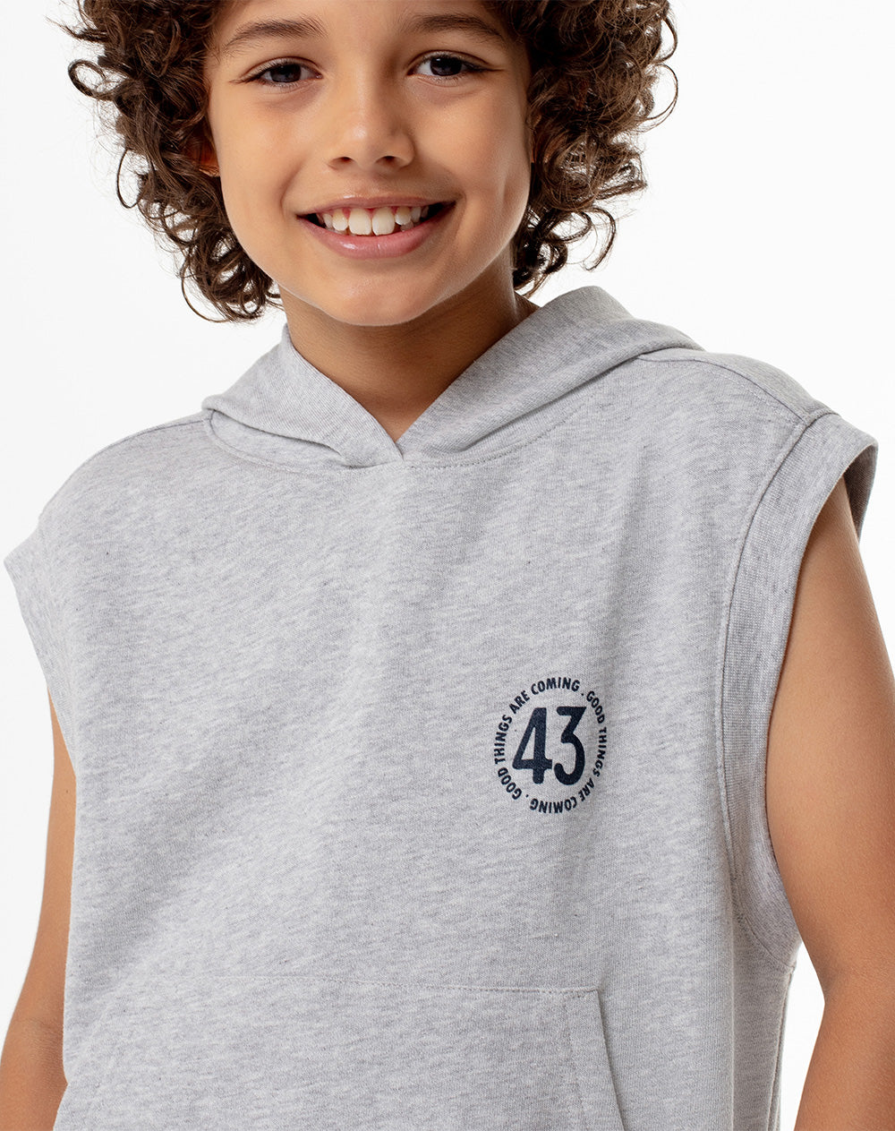 Chaleco regular fit con capucha gris jaspe