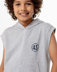 Chaleco regular fit con capucha gris jaspe