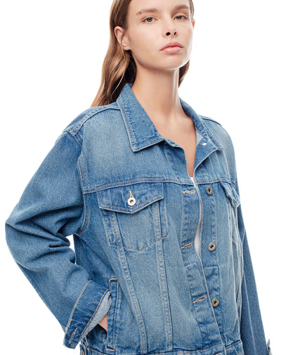 Chaqueta regular fit sin capucha índigo medio