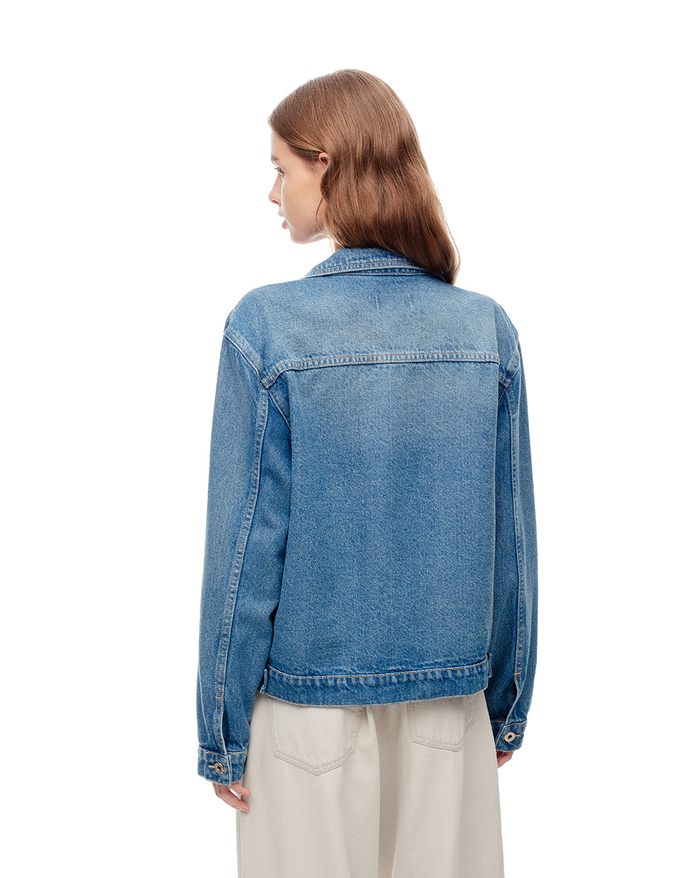 Chaqueta regular fit sin capucha índigo medio