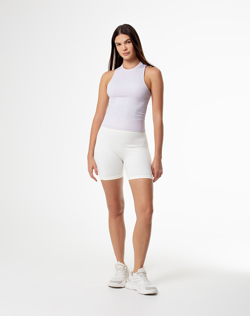 Camiseta esqueleto deportivo mujer secado rápido abertura en espalda lila claro